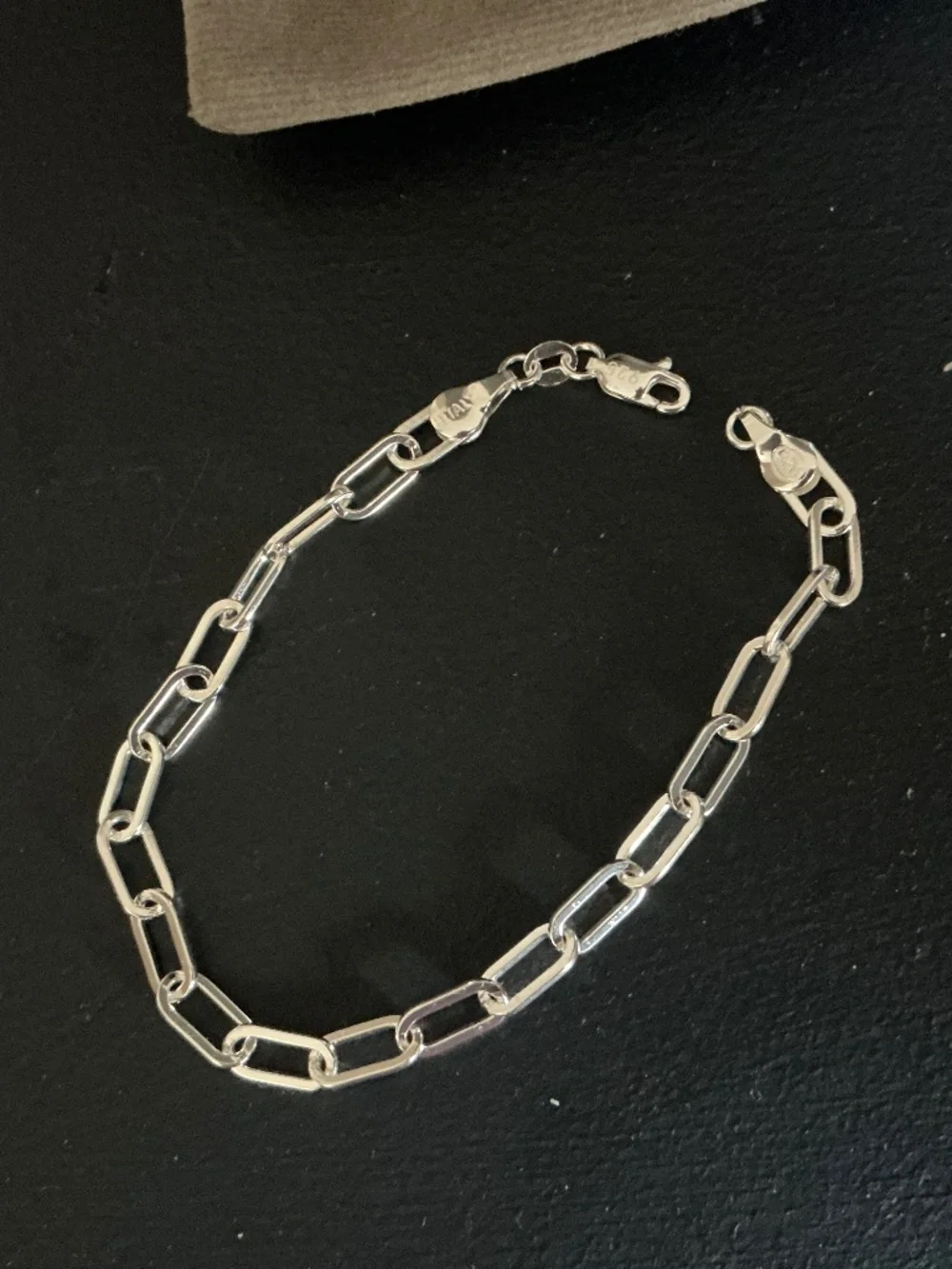 8 inch 925 silver paper clip bracelet - Picture 1 of 3